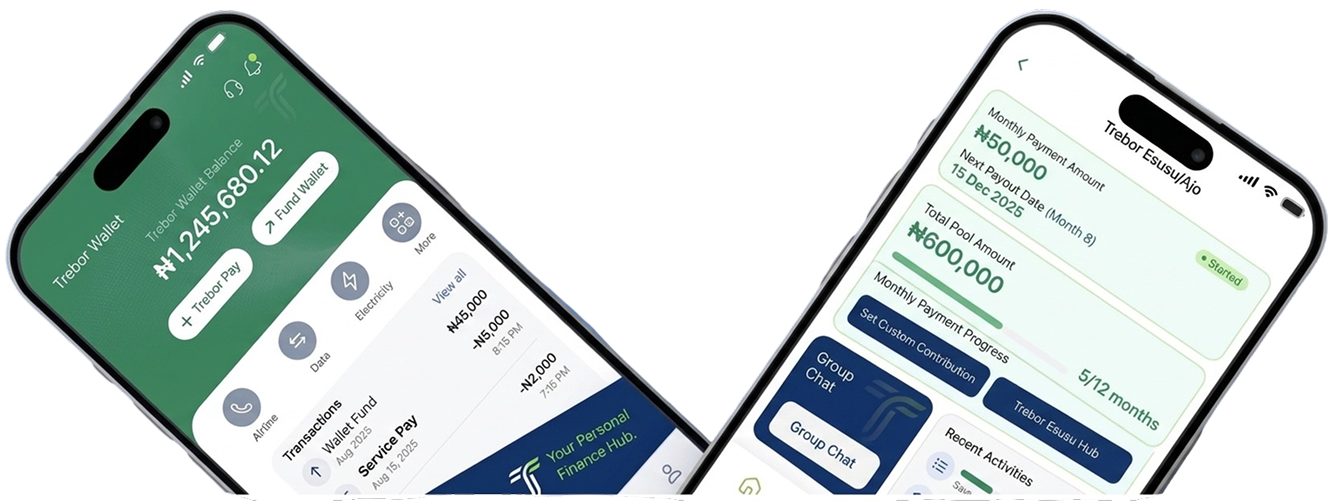 Trebor app screens